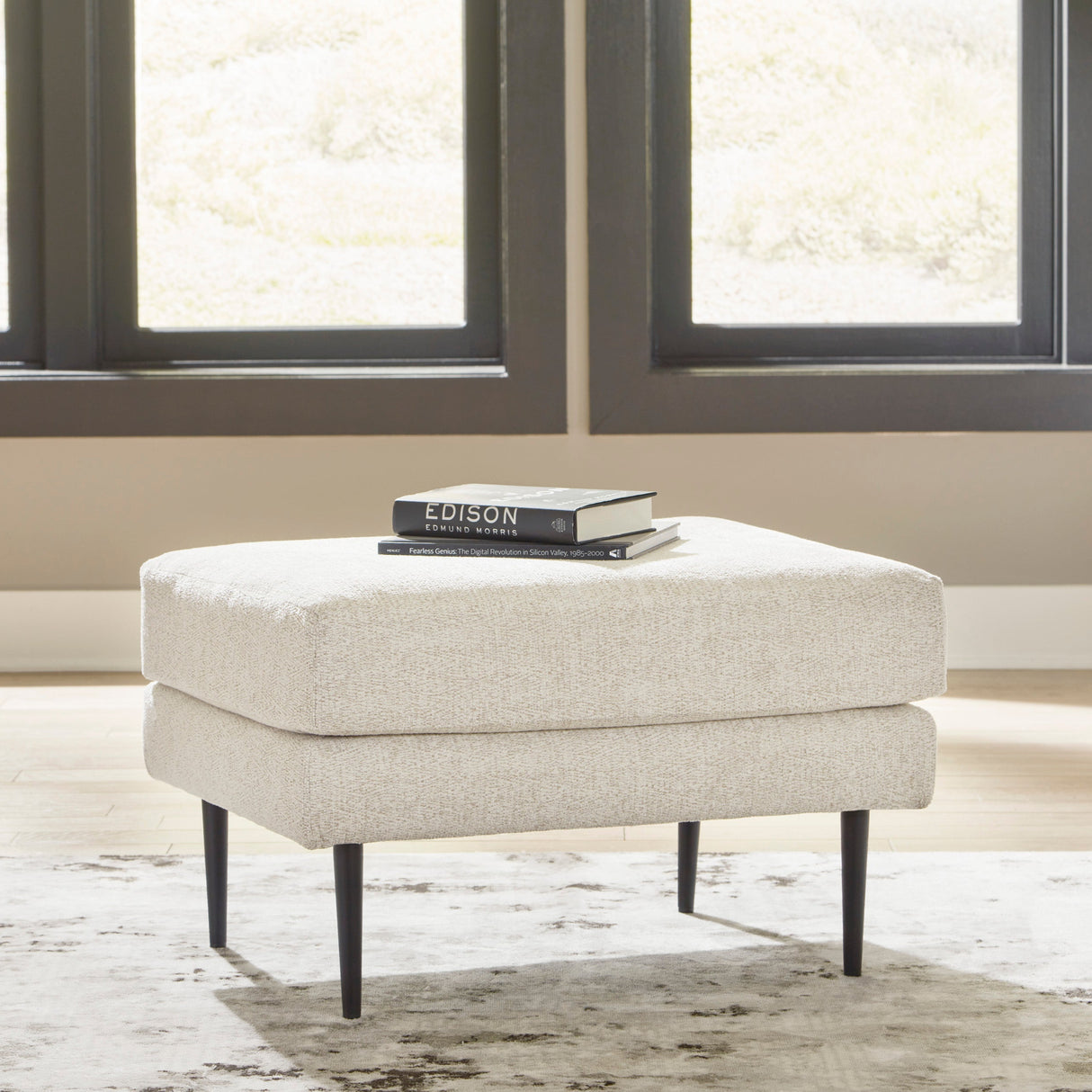 Ottoman en tissu crème - Hazela