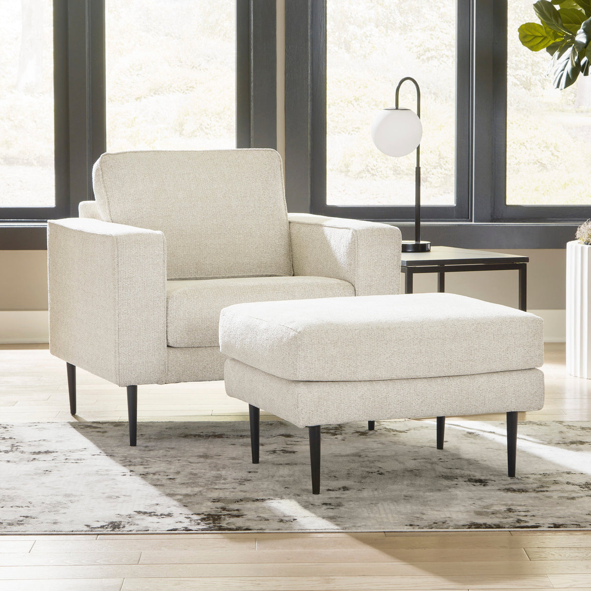 Ottoman en tissu crème - Hazela