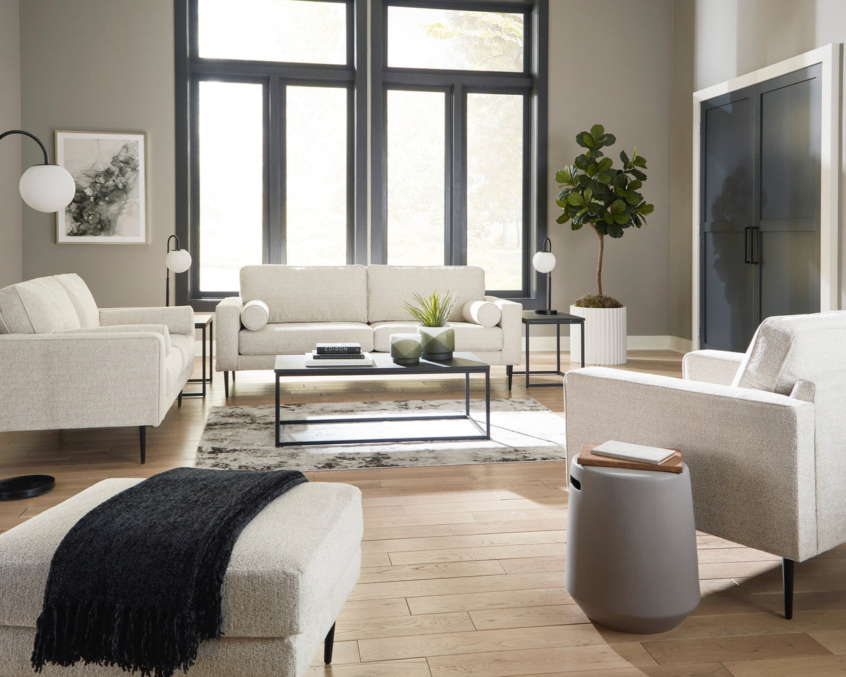 Ottoman en tissu crème - Hazela