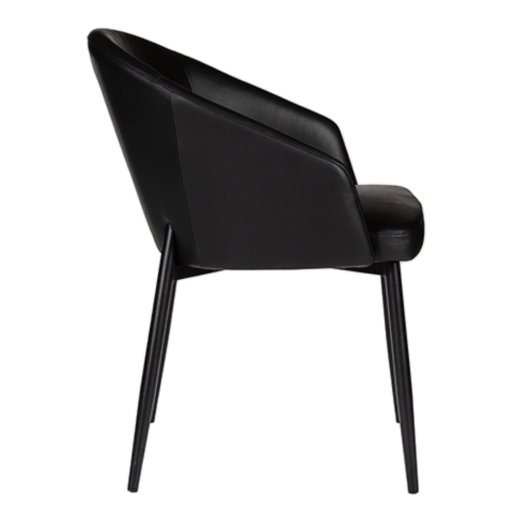 Chaise de salle à manger rembourrée en cuir avec accoudoirs - Emma