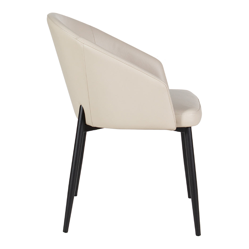 Chaise de salle à manger rembourrée en cuir avec accoudoirs - Emma