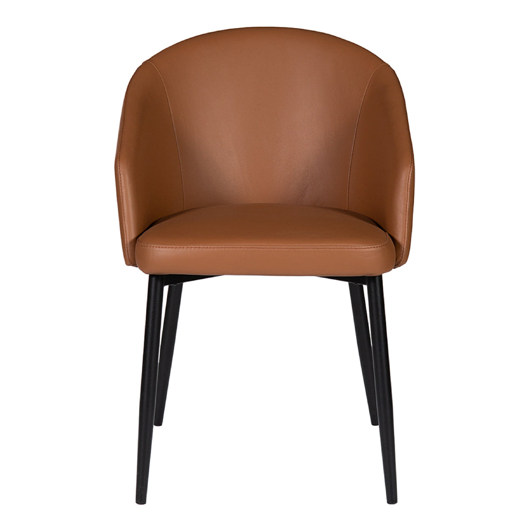 Chaise de salle à manger rembourrée en cuir avec accoudoirs - Emma