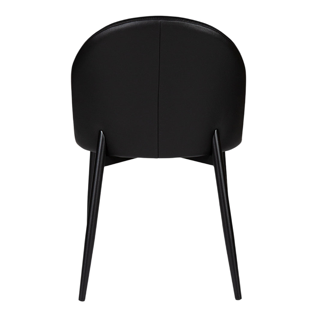 Chaise de salle à manger rembourrée en cuir noir - Emma