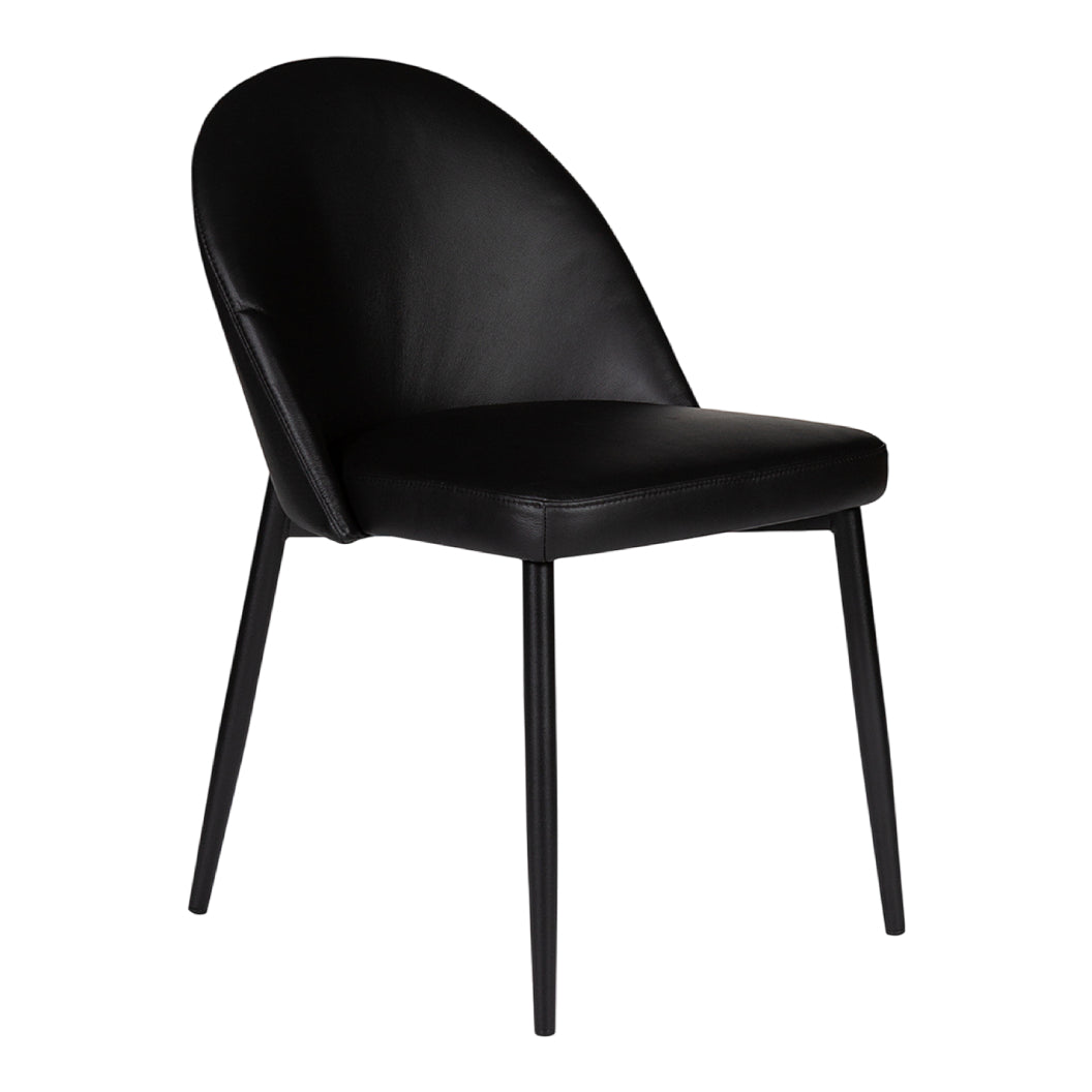 Chaise de salle à manger rembourrée en cuir noir - Emma