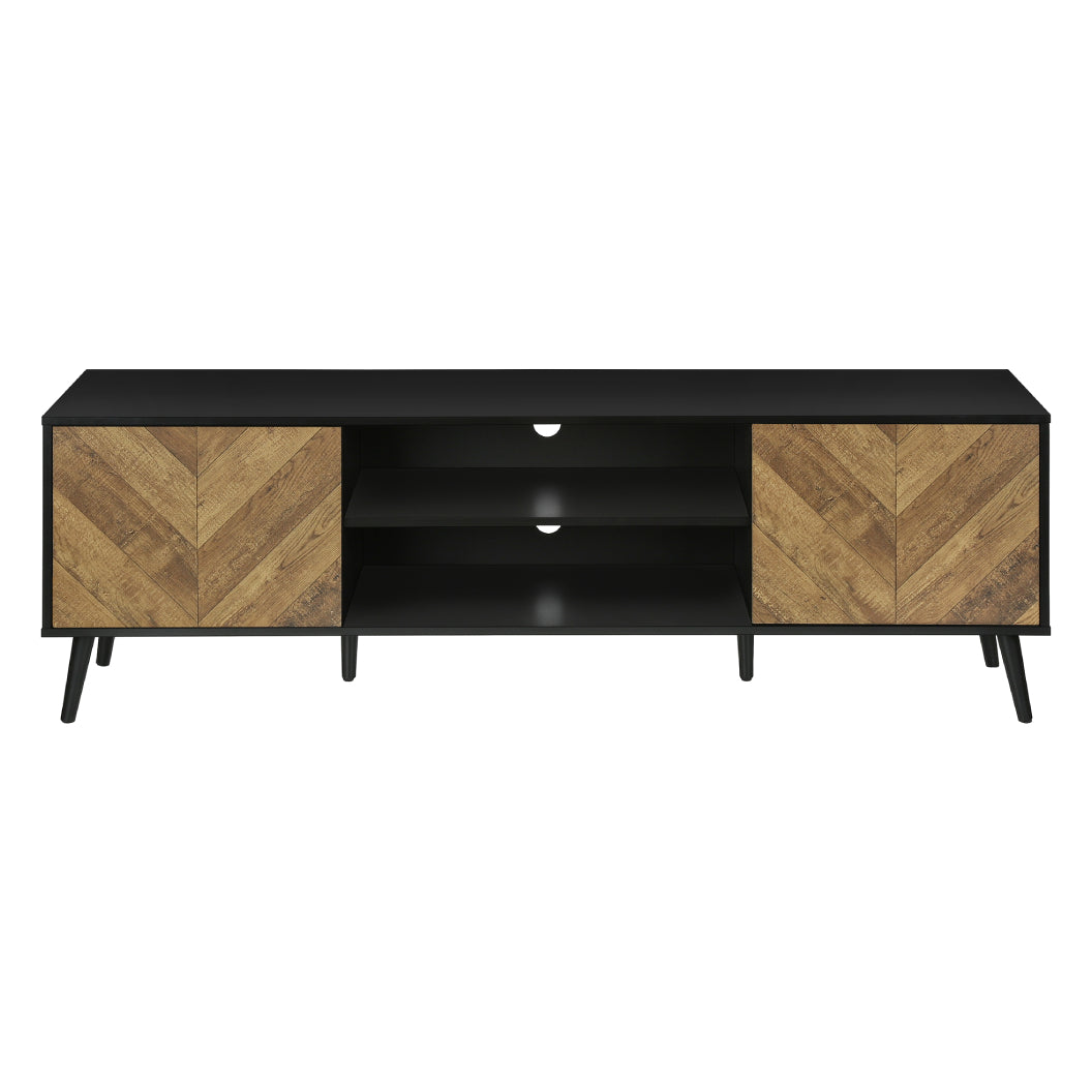 Meuble de télévision en stratifié noir et brun à 2 portes - I 2781
