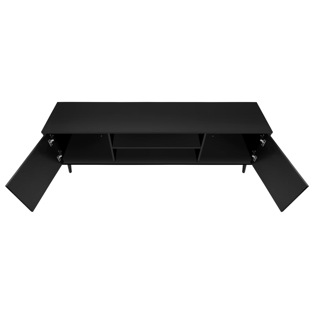 Meuble de télévision en stratifié noir et brun à 2 portes - I 2781