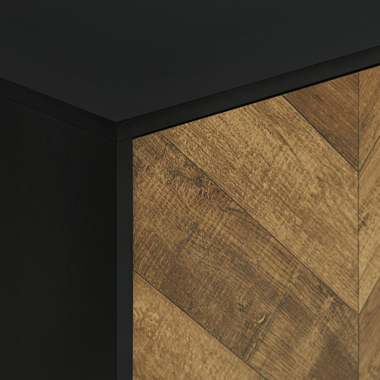 Meuble de télévision en stratifié noir et brun à 2 portes - I 2781