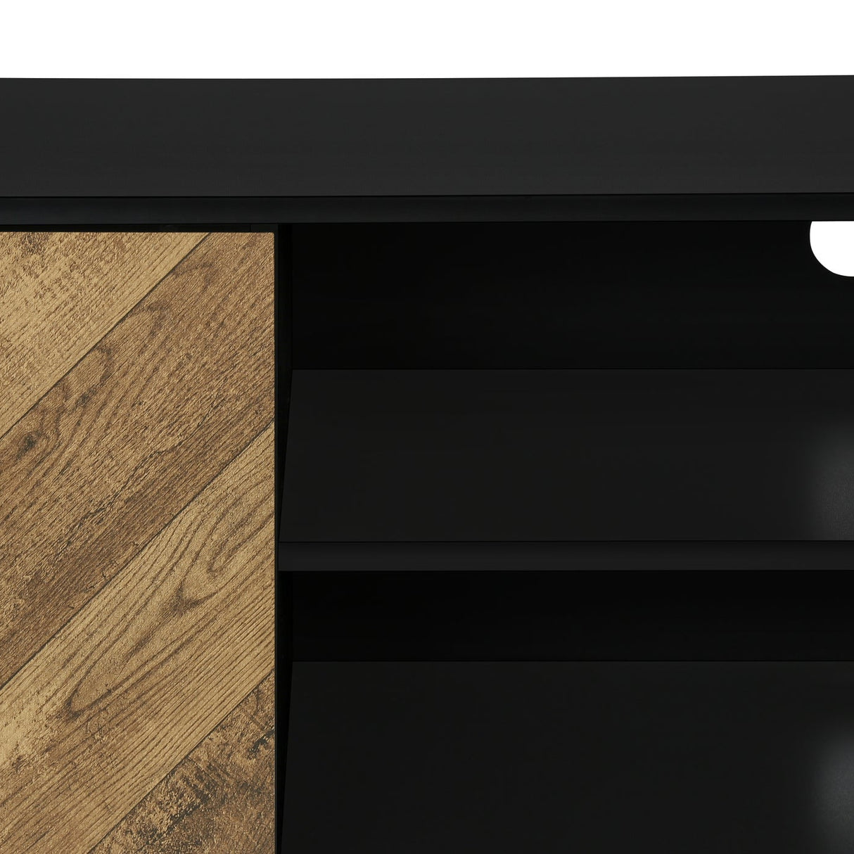 Meuble de télévision en stratifié noir et brun à 2 portes - I 2781