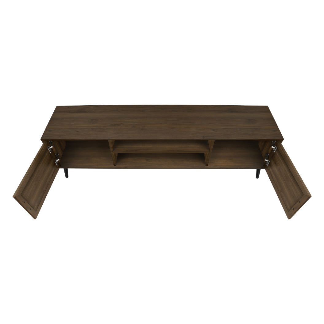 Meuble de télévision en stratifié effet bois brun à 2 portes - I 2717