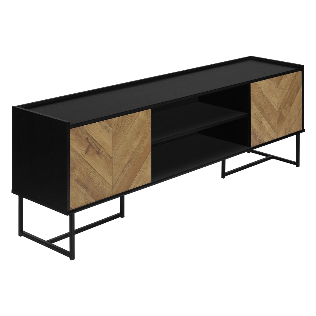 Meuble de télévision en stratifié noir et brun à 2 portes - I 2752