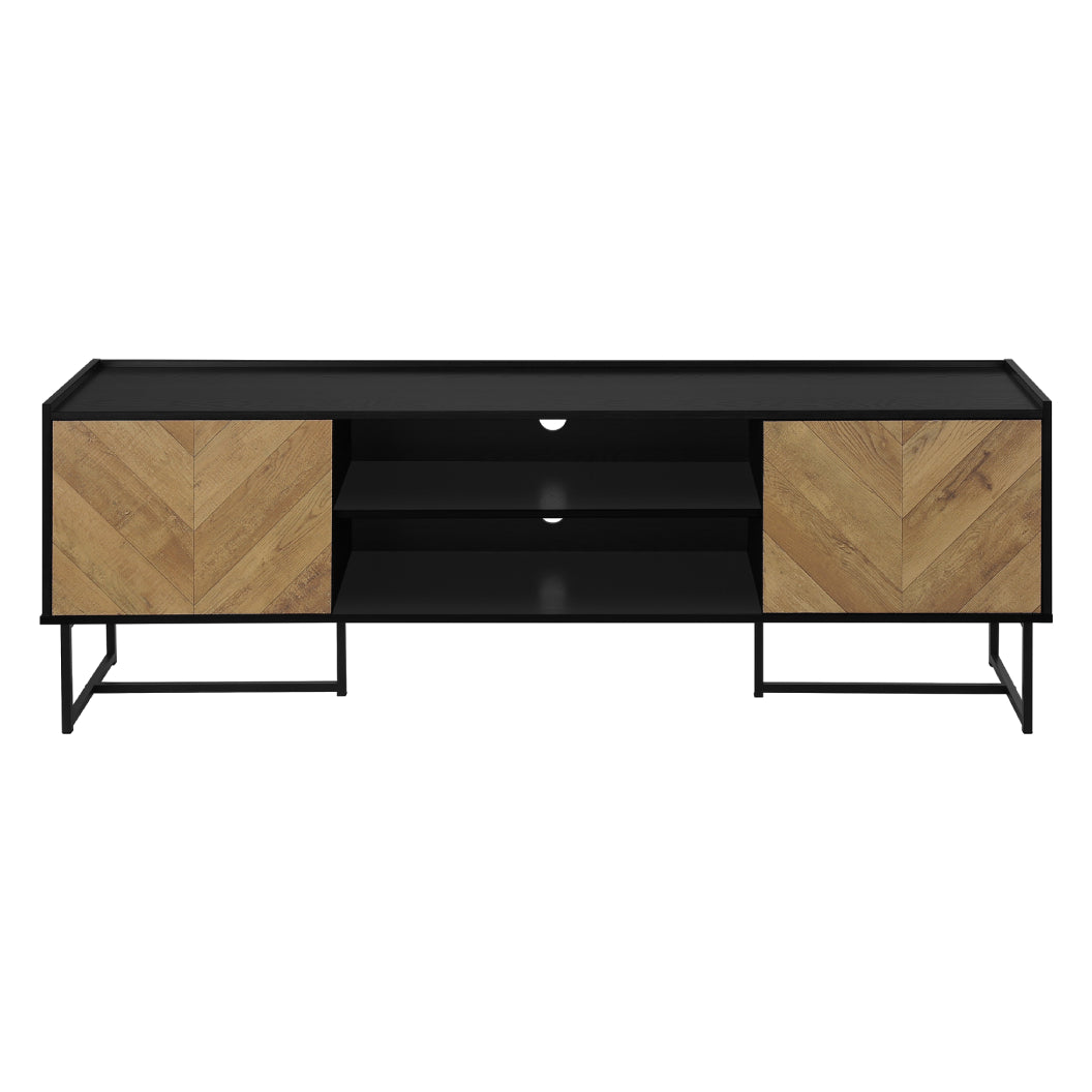 Meuble de télévision en stratifié noir et brun à 2 portes - I 2752