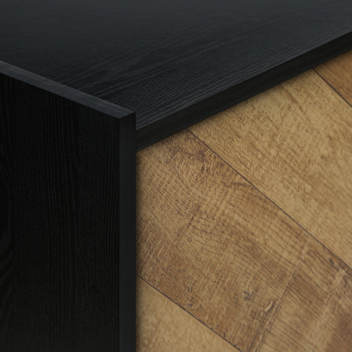 Meuble de télévision en stratifié noir et brun à 2 portes - I 2752