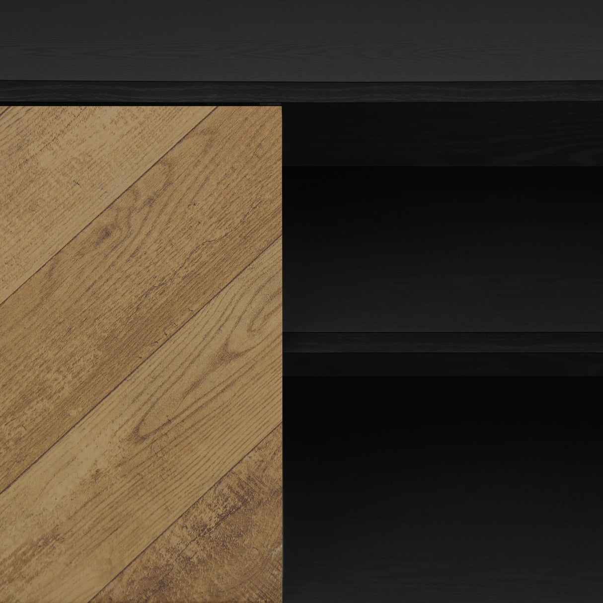 Meuble de télévision en stratifié noir et brun à 2 portes - I 2752