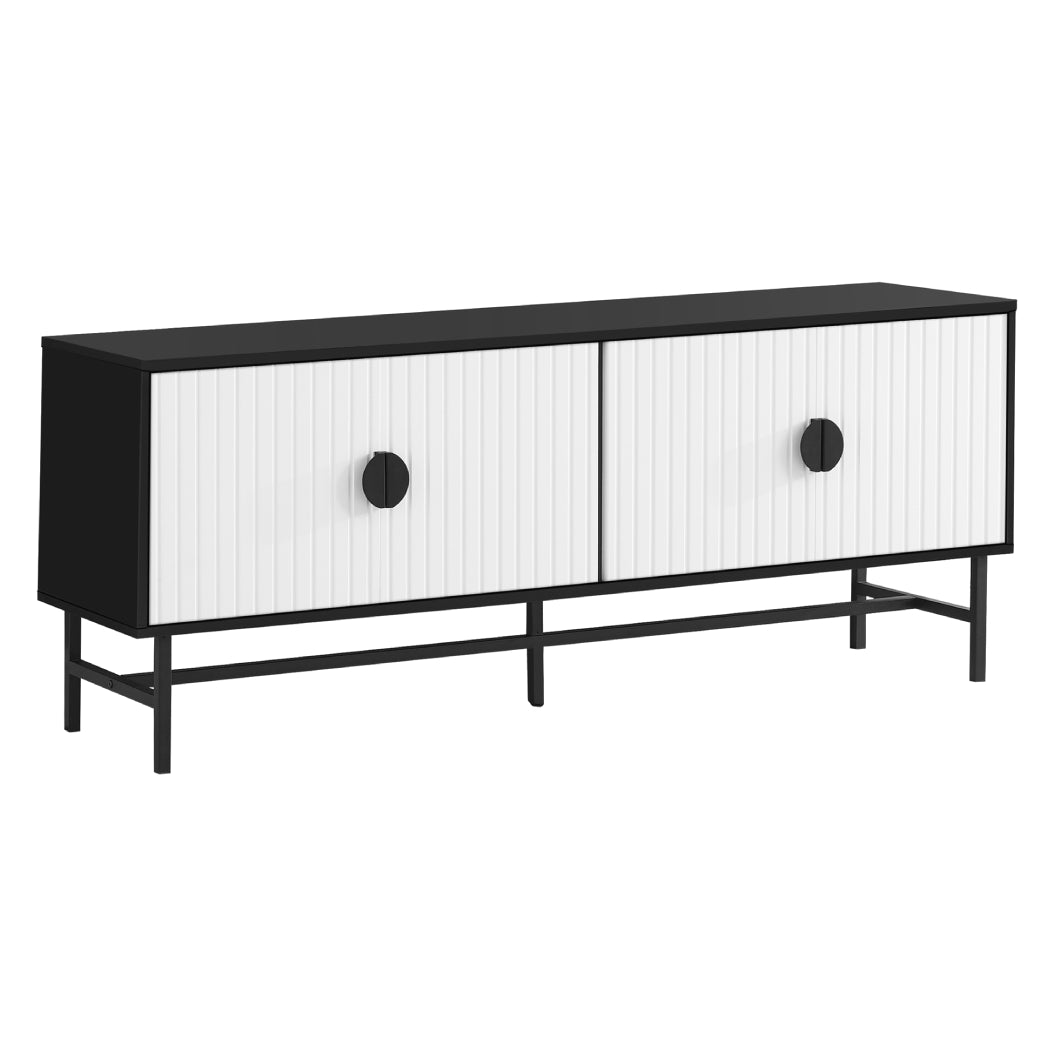 Meuble de télévision en stratifié et métal noir à 2 portes - I 2732-2733