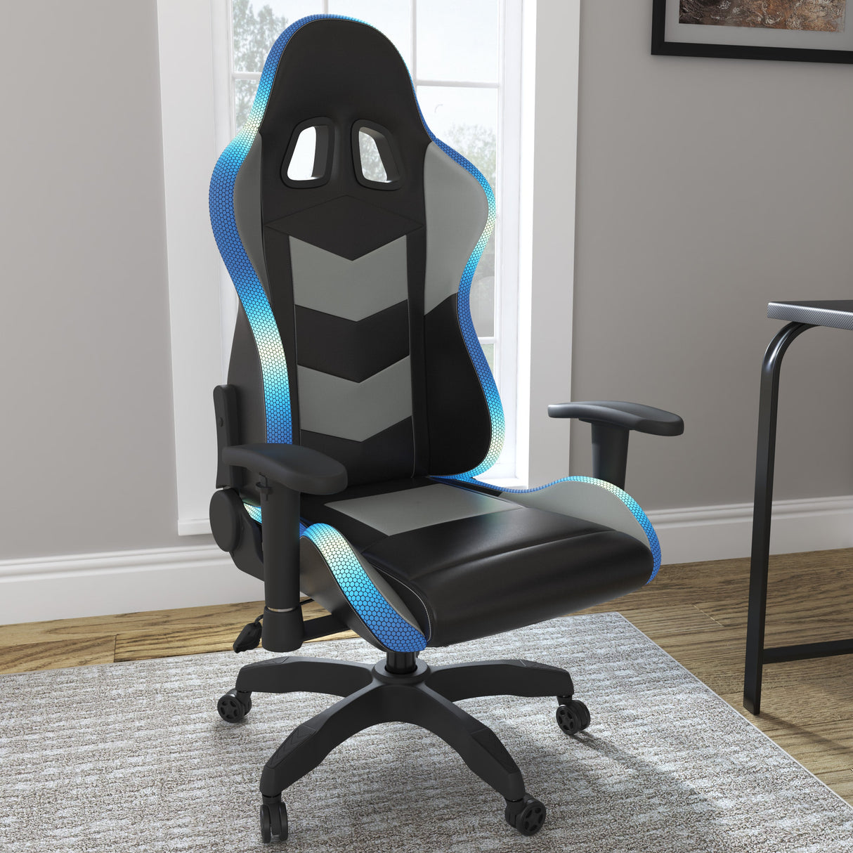 Chaise de bureau pivotante aspect cuir bicolore - Lynxtyn