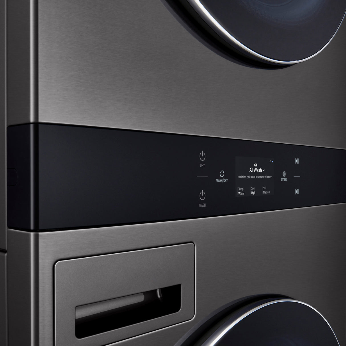 Tour de lavage chargement frontal 32 po 5,8 pi³/7,4 pi³ Inox noir