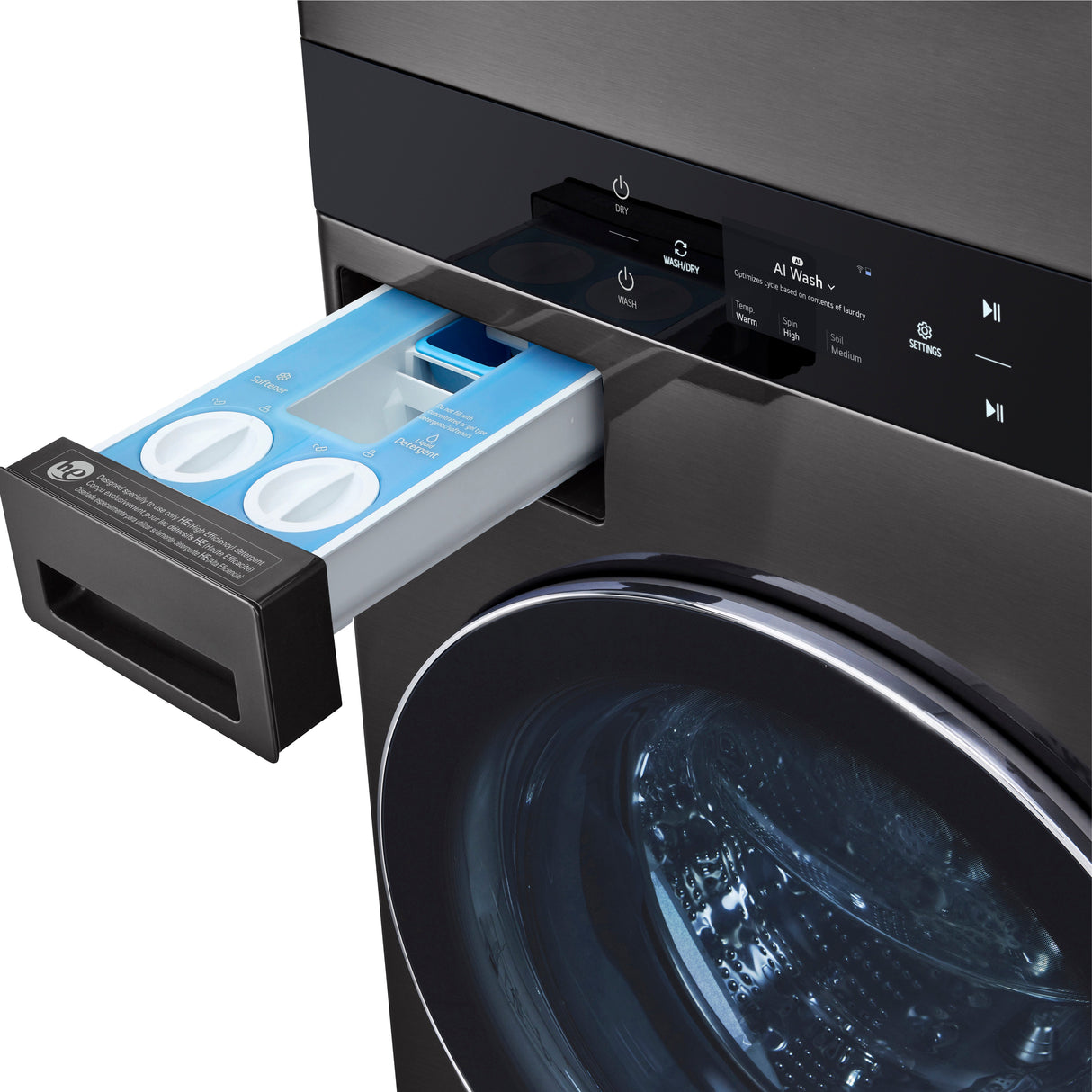 Tour de lavage chargement frontal 32 po 5,8 pi³/7,4 pi³ Inox noir