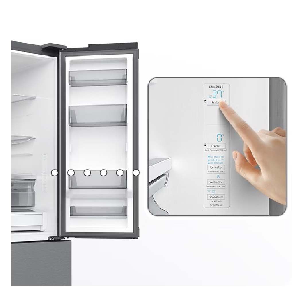 Réfrigérateur porte française encastrable 36 po, 26,5 pi³, 3 portes Inox avec Wi-Fi et machine à glaçons