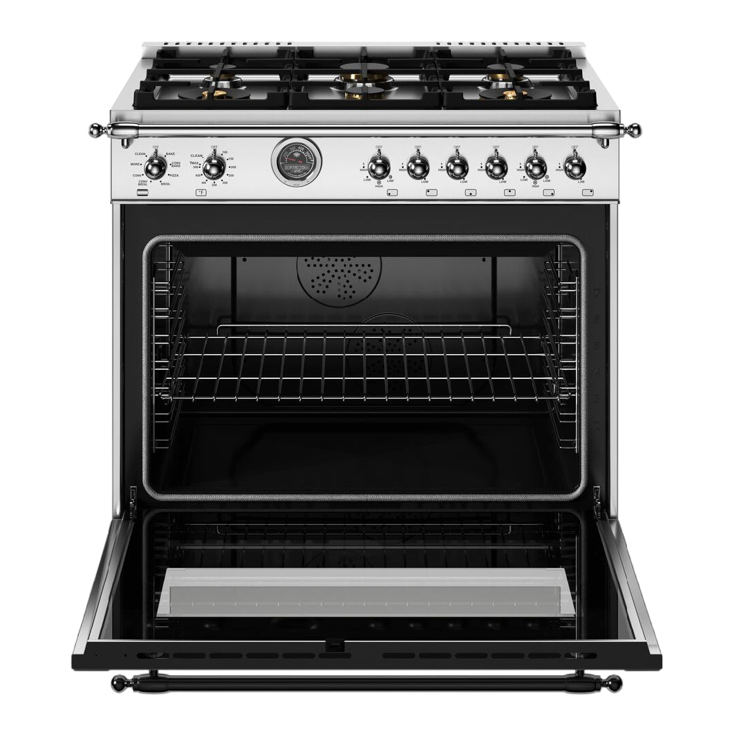 Cuisinière biénergie 36 po, 5,7 pi³ Inox - Série Héritage avec Air Fry et 6 brûleurs