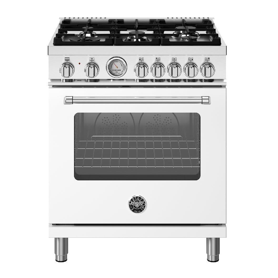 Cuisinière biénergie 30 po, 4,7 pi³ Blanc - Série Master avec 5 brûleurs et convection double