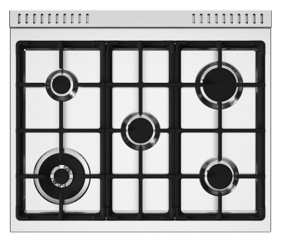 Cuisinière biénergie 30 po, 4,7 pi³ Blanc - Série Master avec 5 brûleurs et convection double