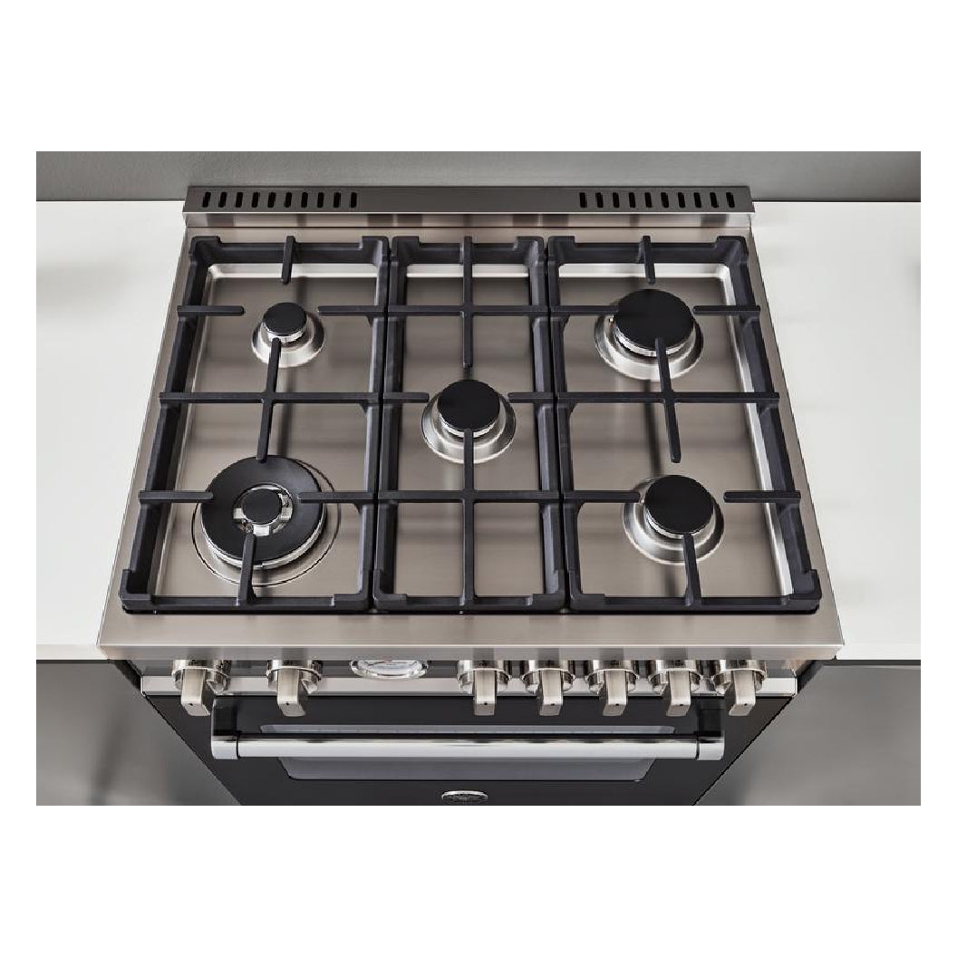 Cuisinière biénergie 30 po, 4,7 pi³ Noir - Série Master avec 5 brûleurs & convection double