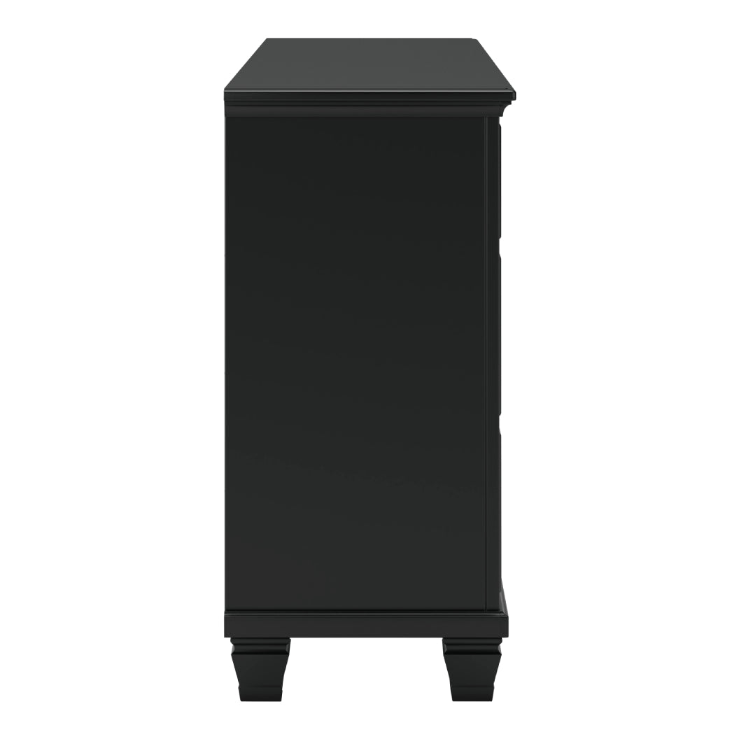 Bureau à 7 tiroirs en bois et placage noir - Lanolee