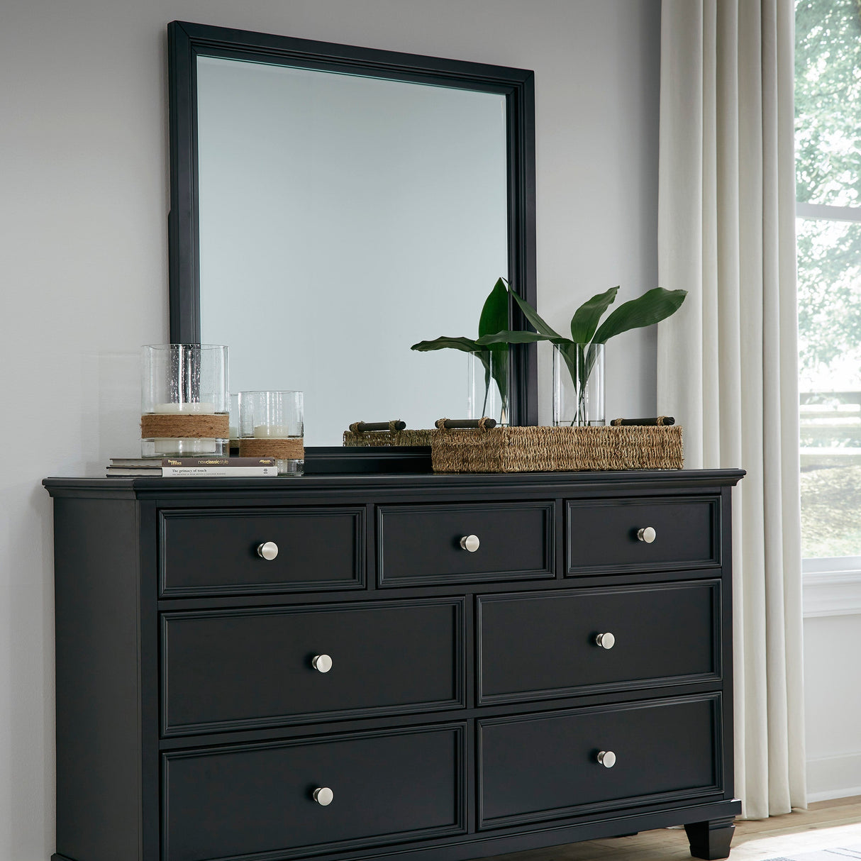 Miroir de bureau en bois/placage noir - Lanolee