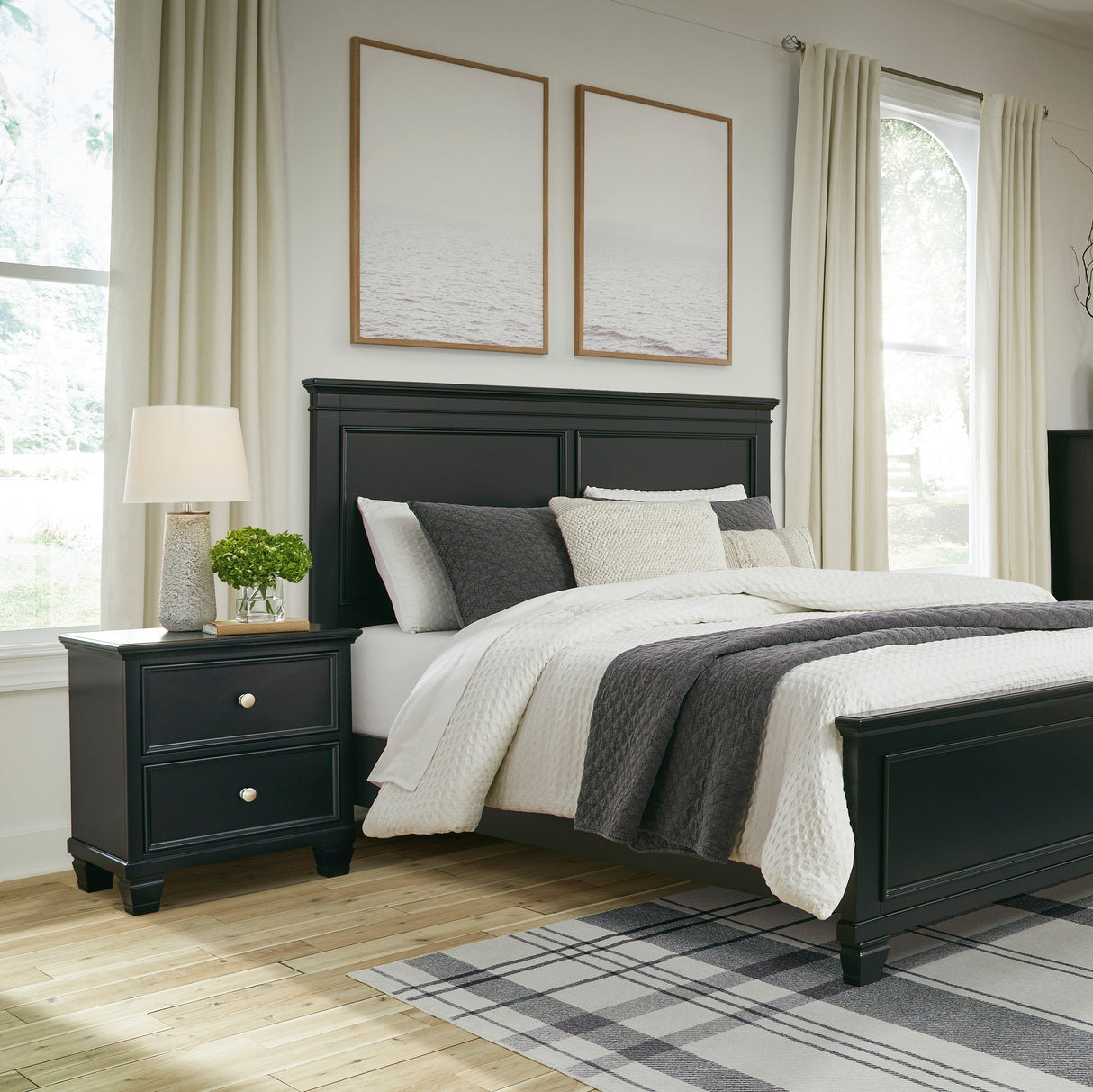 Table de chevet Noir en bois - Lanolee