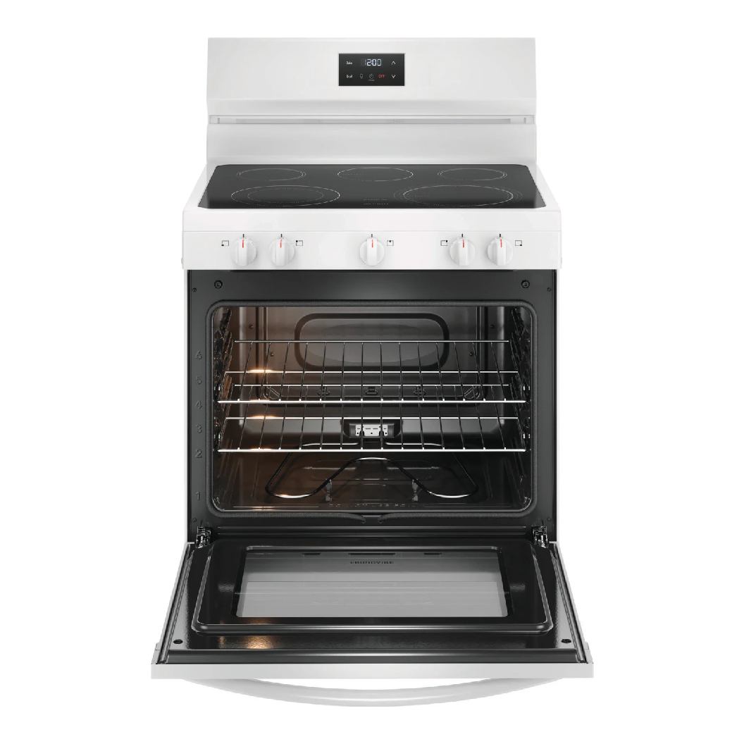 Cuisinière électrique 30 po, 5,3 pi³ Blanc avec 5 éléments