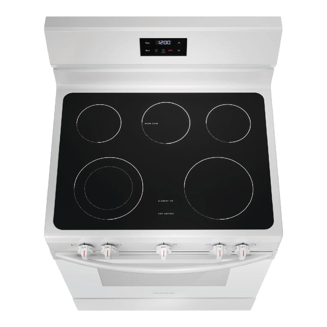Cuisinière électrique 30 po, 5,3 pi³ Blanc avec 5 éléments