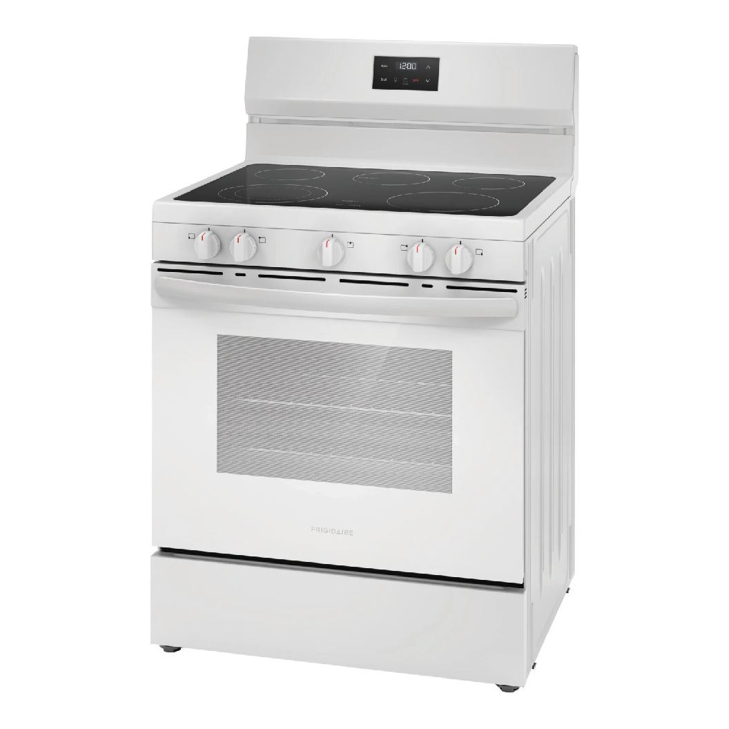 Cuisinière électrique 30 po, 5,3 pi³ Blanc avec 5 éléments