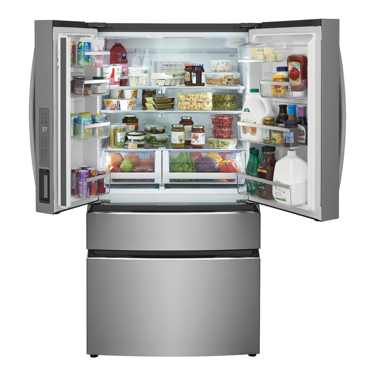 Réfrigérateur à porte française 36 po, 27,2 pi³ Inox 4 portes avec distributeur d'eau