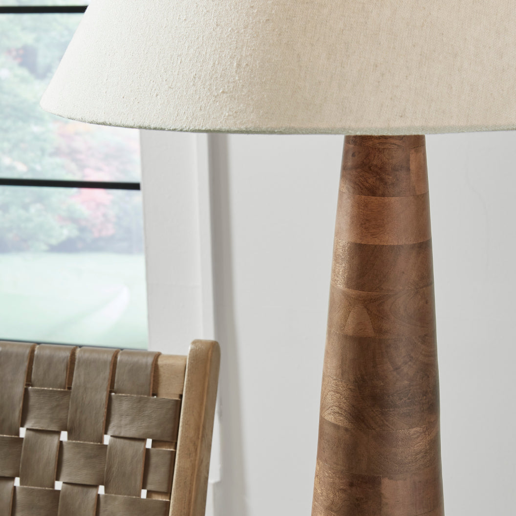 Lampe sur pied en bois brun naturel 58 po. - Danset