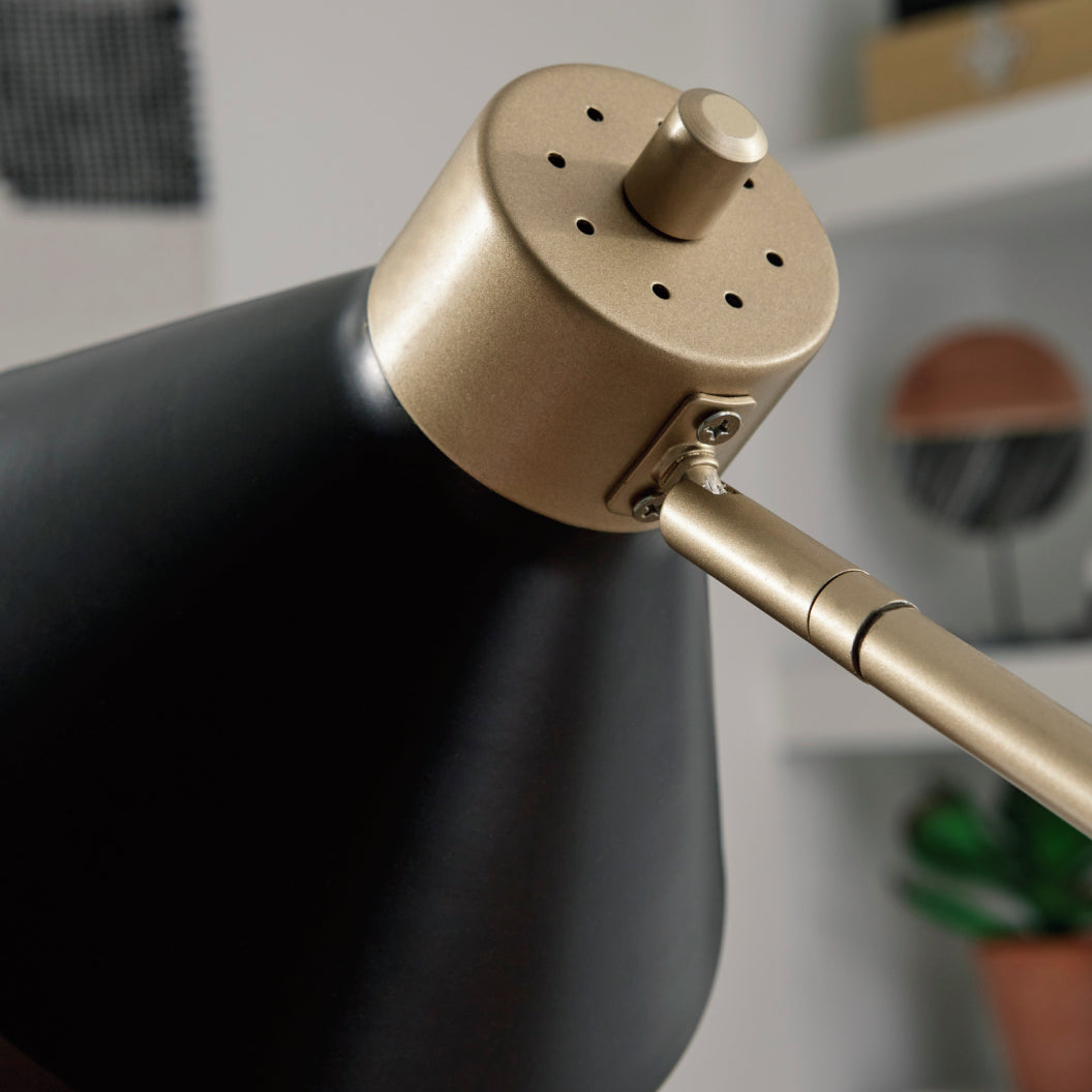 Lampe sur pied en métal noir et accents dorés 58 po. - Garville