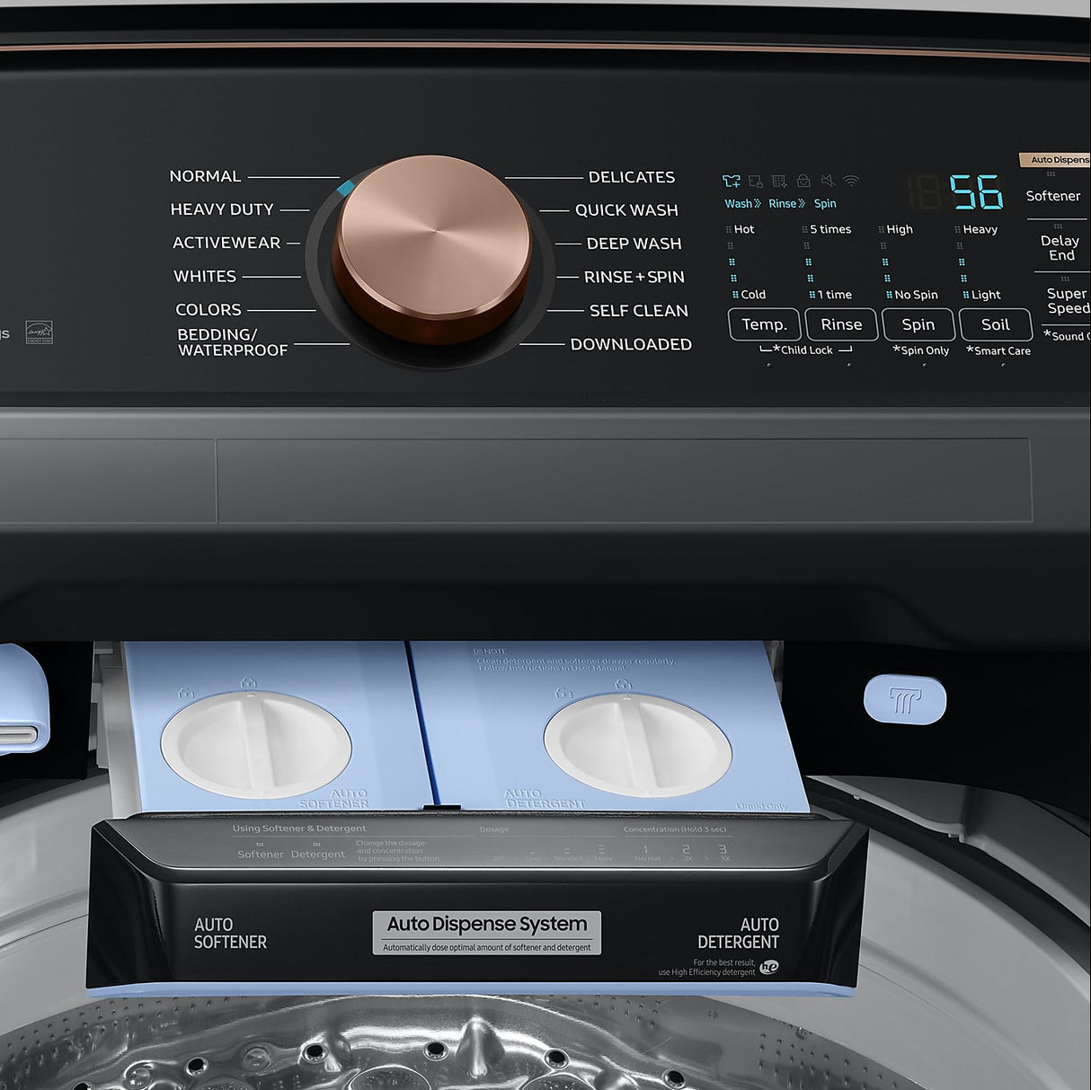 Laveuse à chargement par le haut 6,2 pi³ rapide acier inoxydable noir