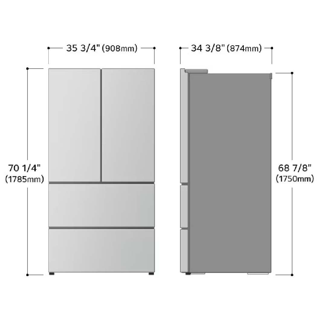 Réfrigérateur porte française intelligent 36 po, 29 pi³, 4 portes Inox avec tiroir Full-Convert™
