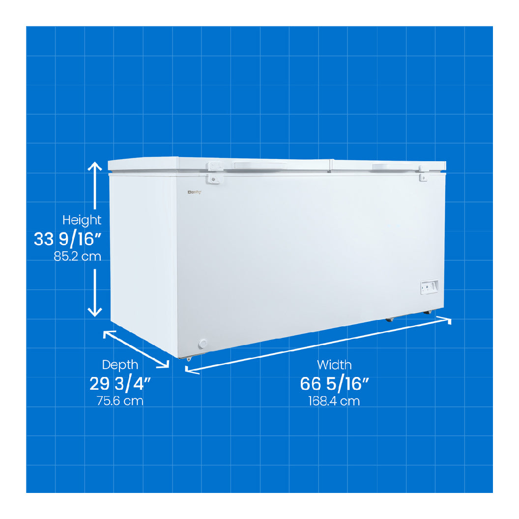 Congélateur coffre à 2 portes 67 po, 17,3 pi³ Blanc