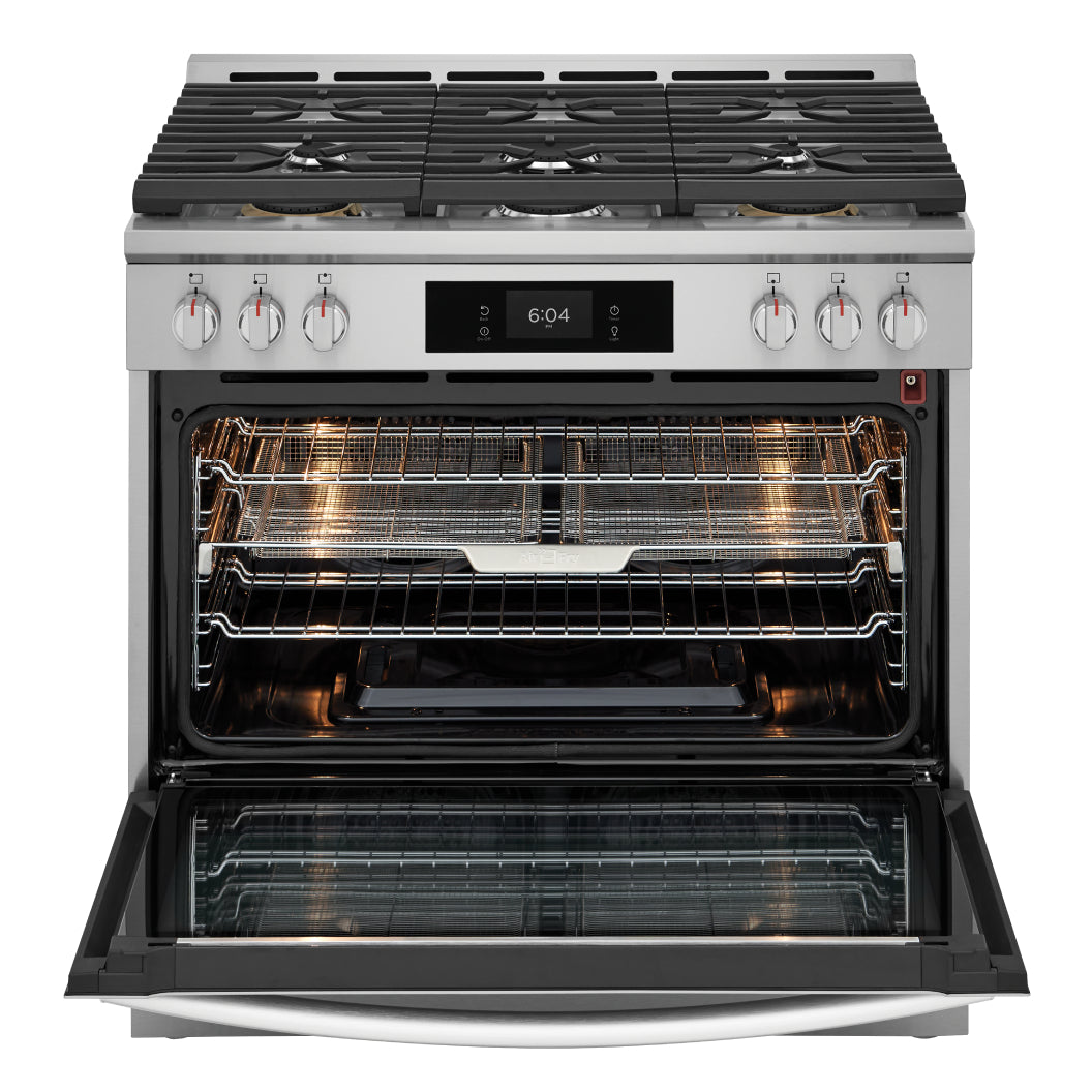 Cuisinière au gaz 36 po, 4,6 pi³ Inox avec Convection totale, Air Fry et Nettoyage à la vapeur