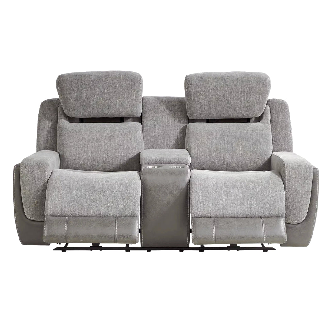Causeuse motorisée zéro gravité en tissu gris deux tons avec console - K2179