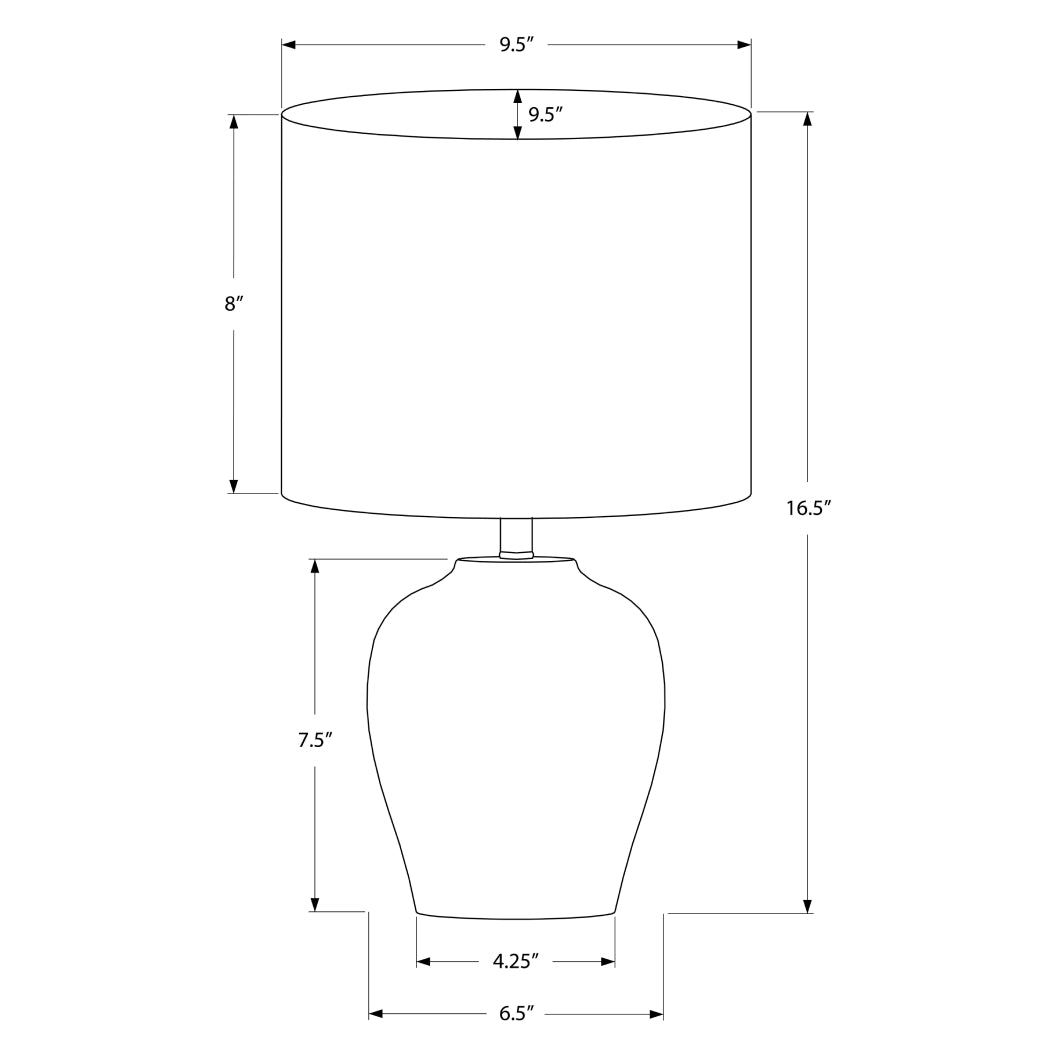 Lampe de table en céramique noire lisse 17 po - I 9738