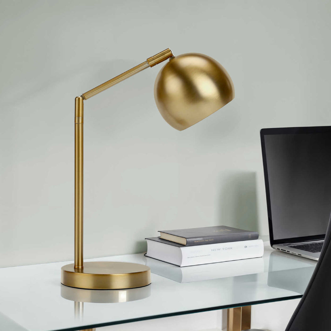 Lampe de table en métal doré avec support flexible 19 po - I 9644