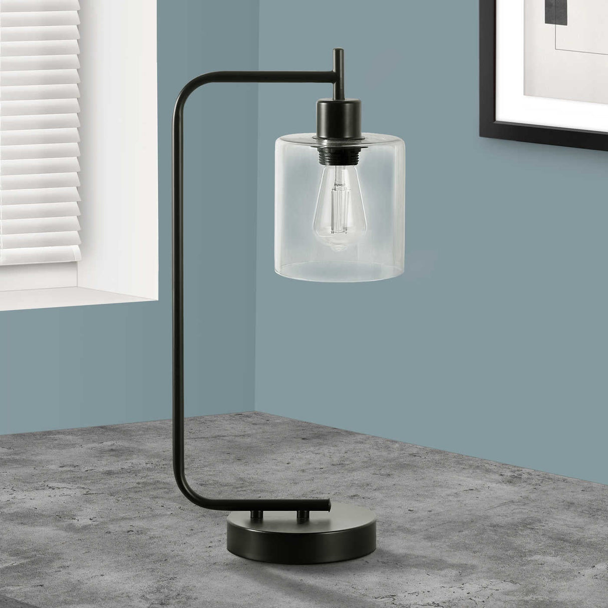 Lampe de table en métal noir avec port USB intégré 20 po - I 9637