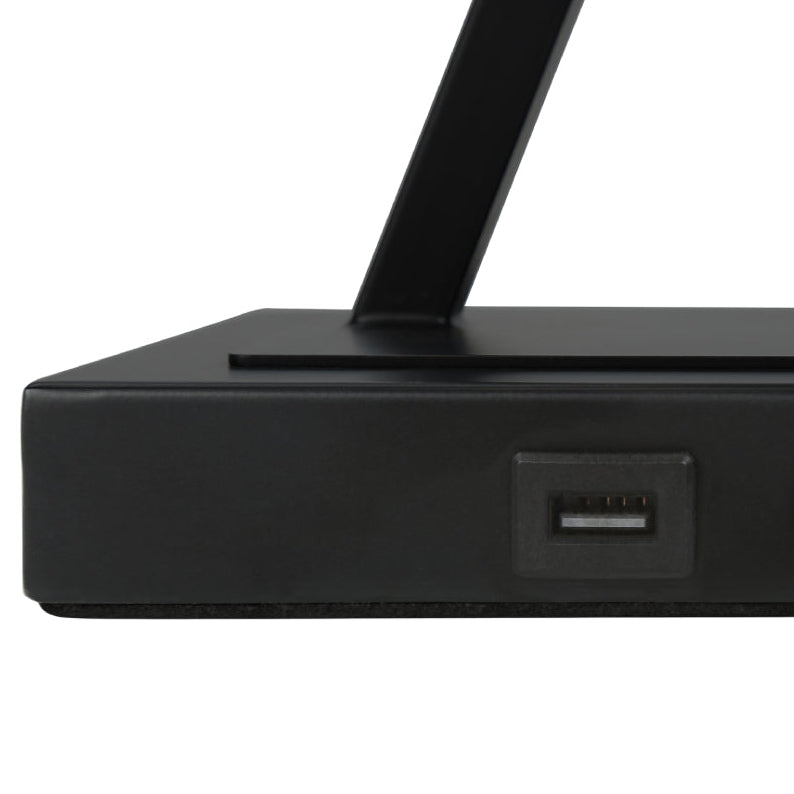 Lampe de table en métal noir avec port USB intégré 25 po - I 9638