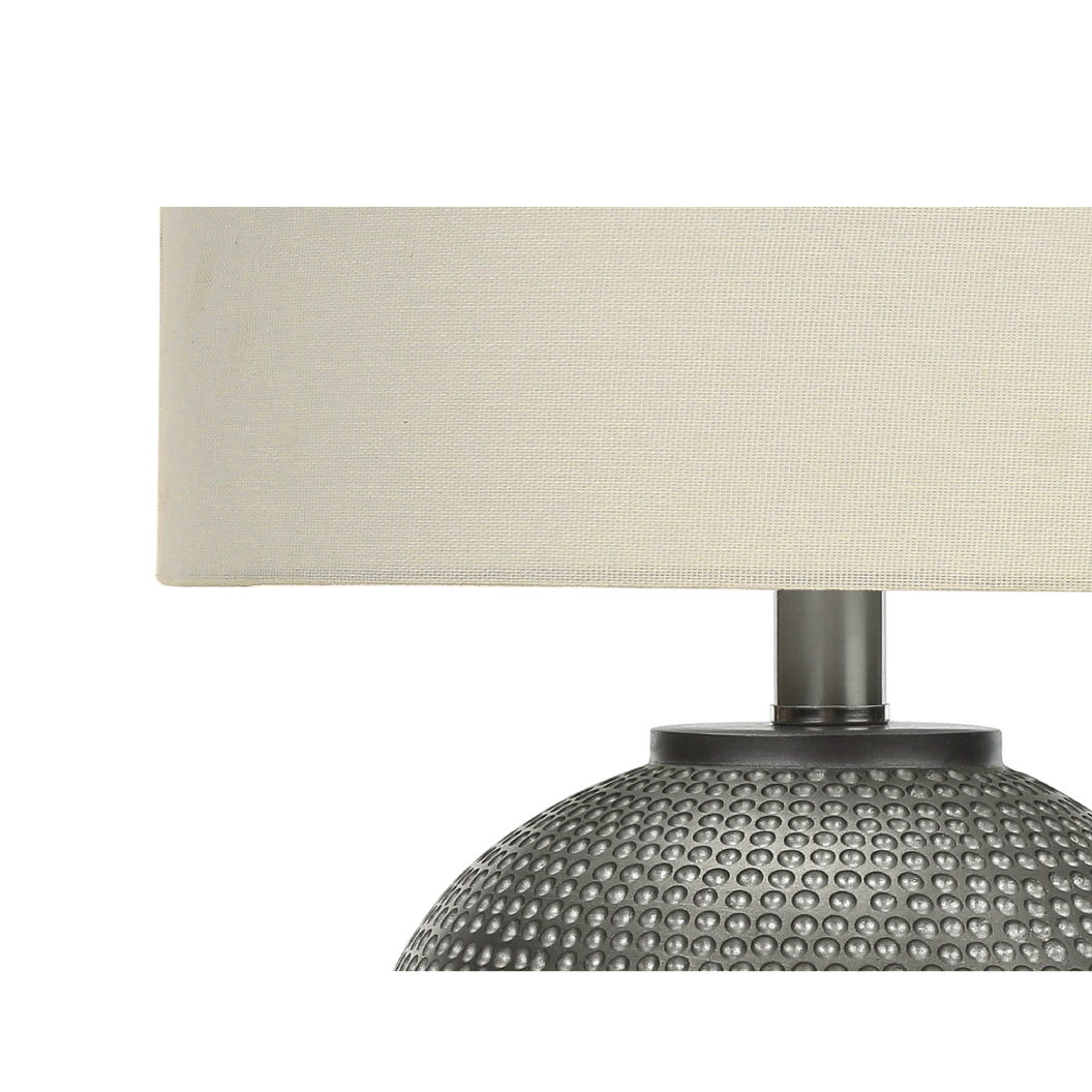 Lampe de table sphère résine grise 19 po