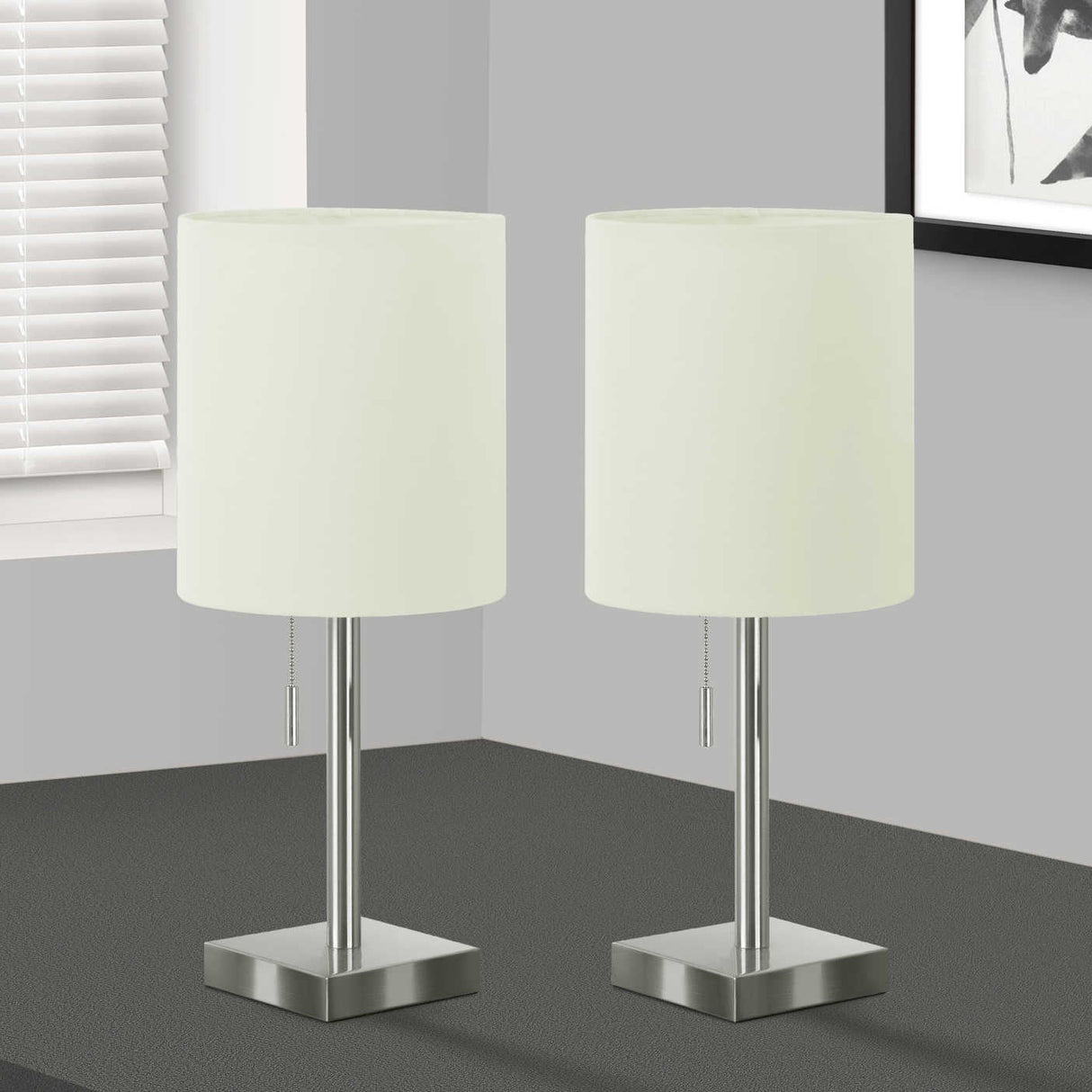 Ensemble de 2 lampes de table en métal avec port USB intégré 17 po - I 9649-9650