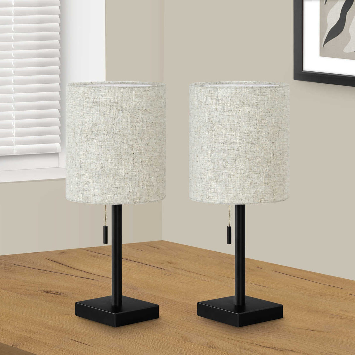 Ensemble de 2 lampes de table en métal noir avec port USB intégré 17 po - I 9650