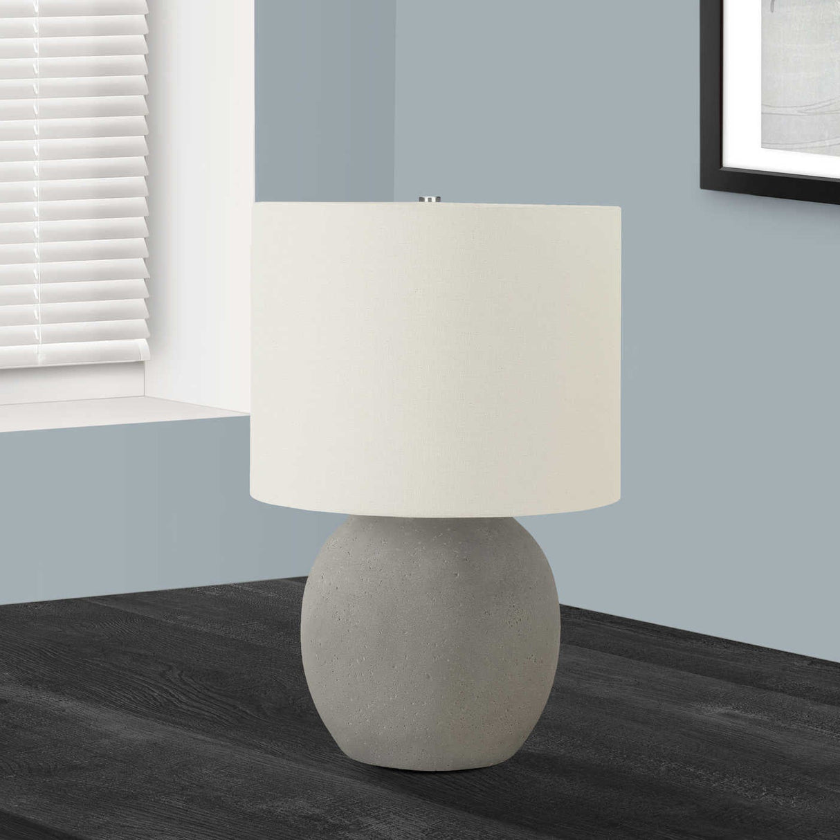 Lampe de table en béton gris texturé en forme de globe 20 po - I 9626