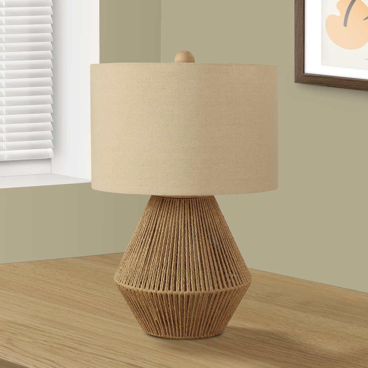 Lampe de table en corde de lin brun naturel 22 po - I 9628