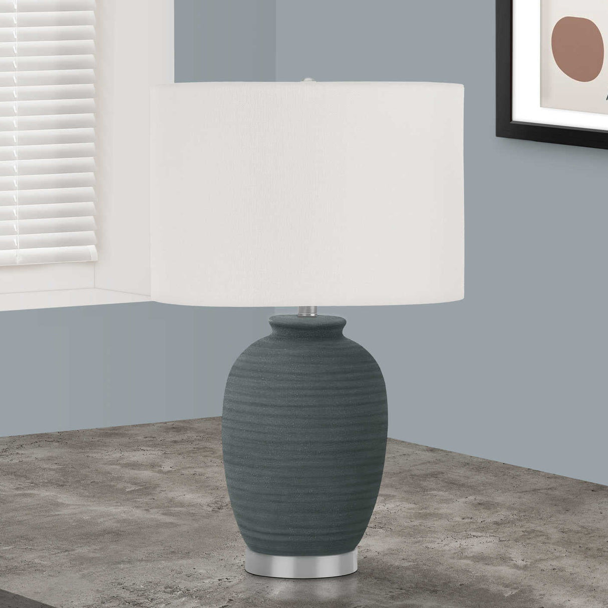 Lampe de table céramique bleue texturée 24 po - I 9622